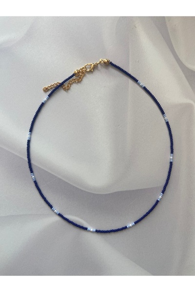 Burçin Örbük Accessory Lacivert Kum Boncuk Dizi Kolye