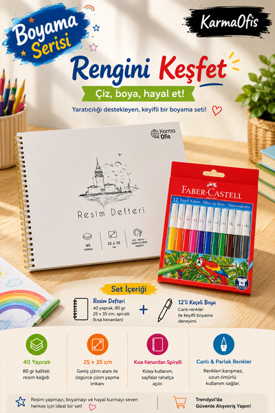 Faber Castell Painting Series White 25X35 cm 40 Sheets Drawing Pad and Faber-...