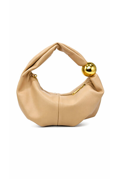 GZ GAIBAG Nubia Metal Globe Detailed Curved Women's Mink Hand and Shoulder Bag