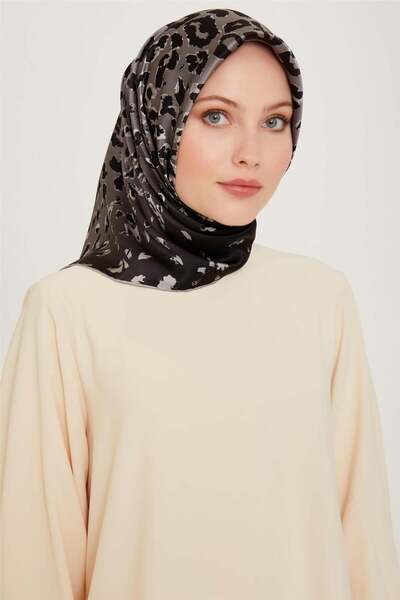 Armine Silk Scarf 2025 Winter - 9249-38 Smoked Black Twi̇ll