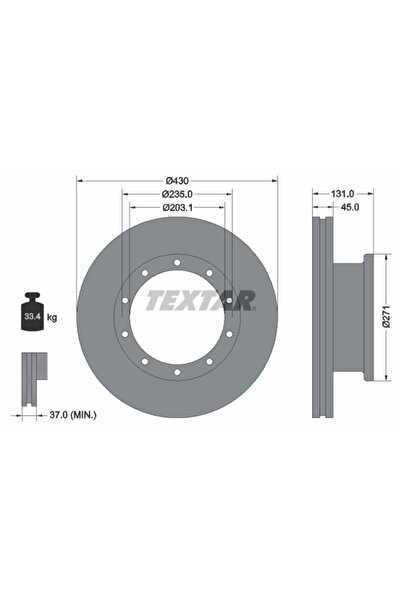 TEXTAR Set 2 Discuri de Frână Față/Spate Dreapta/Stânga (430mmx45mm) pentru M...