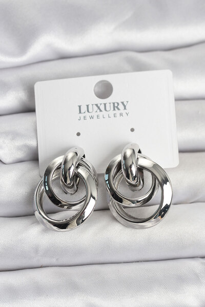 Mega Bazaar Silver Color Hoop Model Brass Women's Earrings