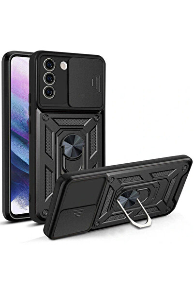 Techsuit Husă pentru Samsung Galaxy S21 FE 5G, Seria CamShield, albastru - negru