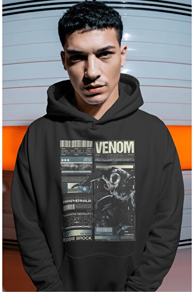 SEVBANO Hanorac premium oversize unisex cu imprimeu pe spate Venom Film Hero