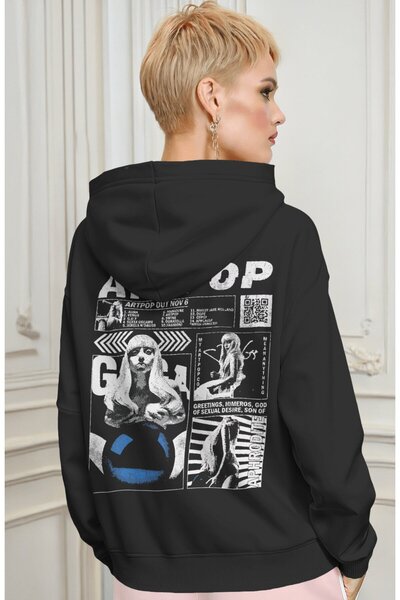 SEVBANO Hanorac premium oversize unisex cu imprimeu pe spate Artpop Lady Gaga...