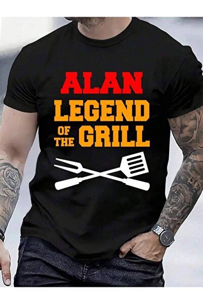 9TAY 100% Cotton Mens Alan Name Legend Of The Grill Funny Grilling Premium Tr...