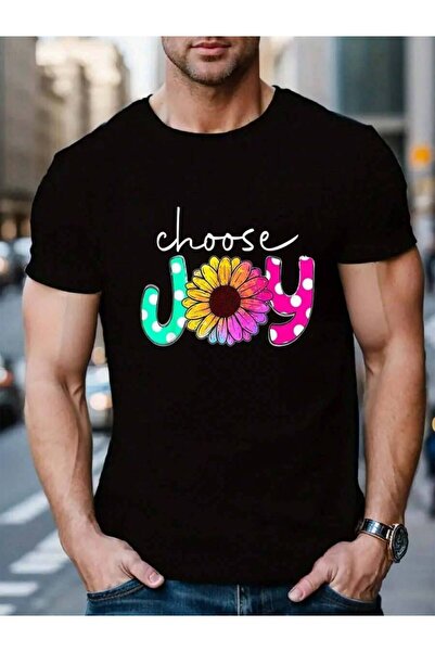 9TAY 100% Cotton Choose Joy Women's Men's Black Vacation Crew Neck Short Slee...