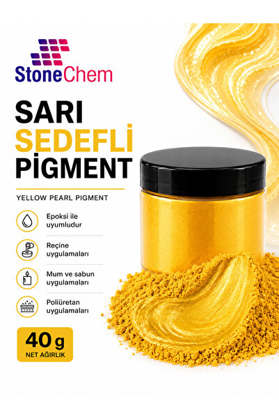 stonechem Sarı Sedefli Pigment 40 g – Epoksi, Reçine, Mum, Sabun ve Boya İçin