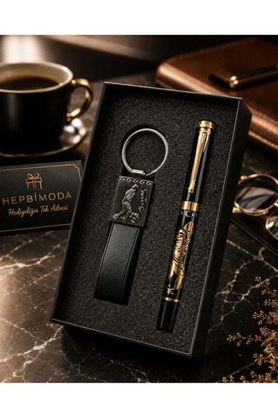 HEPBİMODA Atatürk Tasarımlı Premium Kalem ve Anahtarlık Seti İmza Kalemi – Özel Hediye Kutulu
