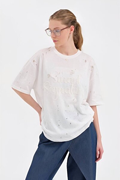 tw3 Tricou de damă cu dantelă, decupat cu laser, material textil, design supr...