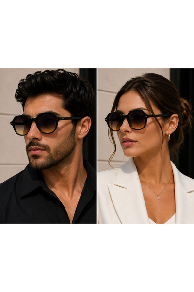 Bymiel Unisex Black Geometric Sunglasses with Gradient Brown Lenses Uv400 Pro...