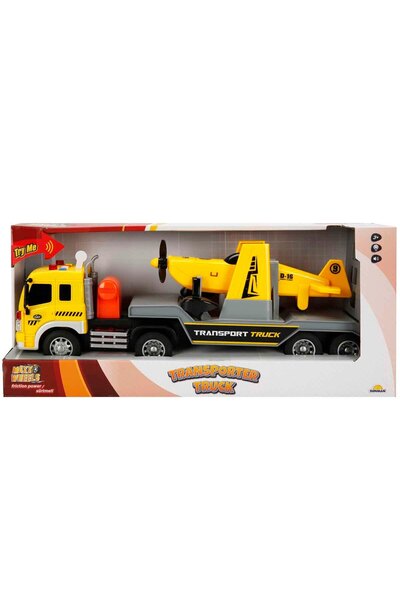 Maxx Wheels Set transportator cu elicopter, Maxx Wheels, Galben, 1:16