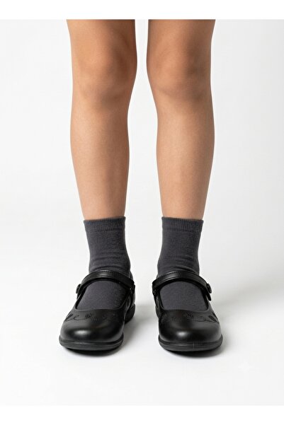 Babyqlo Girls Black Embroidered Mary Jane Shoes