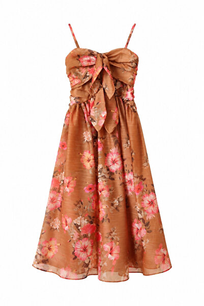 Özge Özgenç Dress with Bow Detail and Gipeli Back Detail