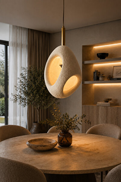 Luna Lighting Dora Model Orjinal Beton Krem Sarkıt Avize