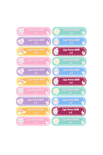 Atatuğ Hediyelik 20 Pieces of Glossy Artistic School Labels - Name Written, P...