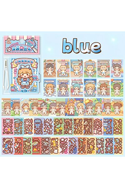 choice2 Blue 1 Mini Dress-Up Sticker Book, Small Bean-Sized Notebook, Easy to...