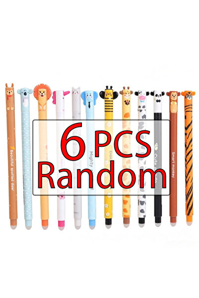 Choice Random 6pcs Blue 12 styles Cute Animal Erasable Pen 0.7mm Blue Ink Gel...