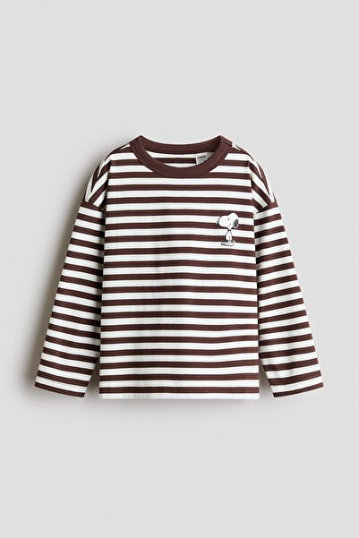 H&M Uzun Kollu ve Baskı Motifli Tişört
