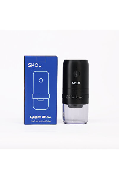 SKOL مطحنة قهوة كهربائية محمولة 40 درجة طحن مع فلاتر V60 مقاس 02 – أسود | Ele...