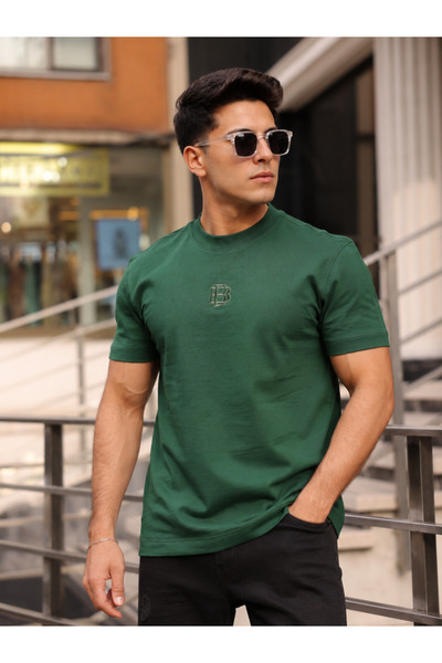 Erkek Yarım Oversize %100 Pamuk Bisiklet Yaka Basic Tişört