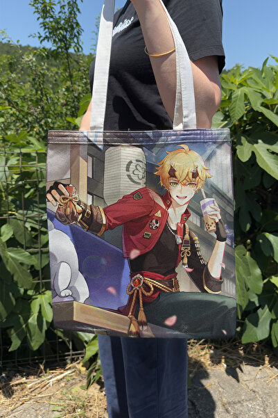 ZipZap Thoma Genshin Impact V2 Double Sided Canvas Print Tote Bag Anime Bag