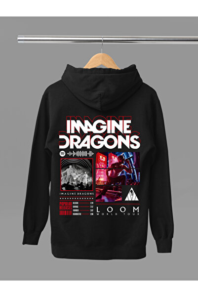 MAGORS Φούτερ με κουκούλα IMAGINE DRAGONS, βαμβακερό, μακρυμάνικο, με ρίγες, ...