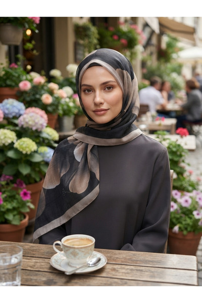 Lara Cotton Dijital Bambu Kraş Şal Sanatsal Çiçek Desenli Lüks Dokulu Şal