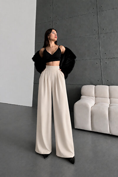 classy moda KADIN PANTALON KUMAŞ DABIL LUKS PANTALON CEP