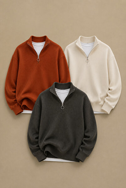 pepule 3-Pack Advantageous Men's Casual Half-Zip Winter Knitwear Thessaloniki...