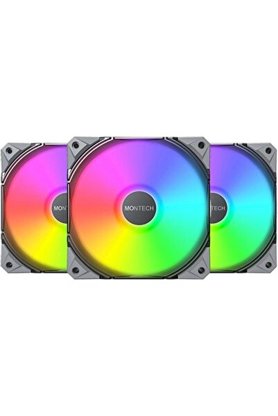 MONTECH E28 PWM ARGB 120mm Μαύρος Ανεμιστήρας Σετ 3 τεμαχίων (για) άνω και κά...