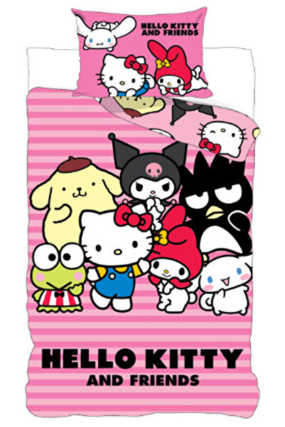 Hello Kitty Friends set lenjerie de pat pentru copii de grădiniță 100×135 cm,...