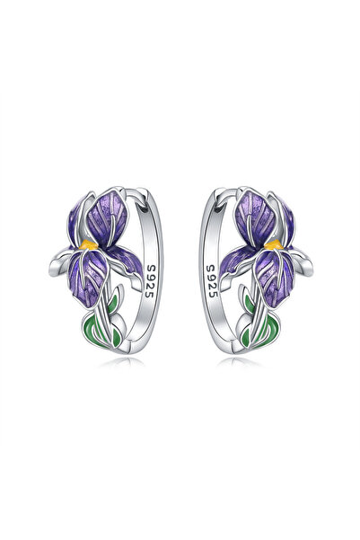 Choice4 OTE4019 S925 Sterling Silver Earrings Blue Purple Flower Earrings Ori...