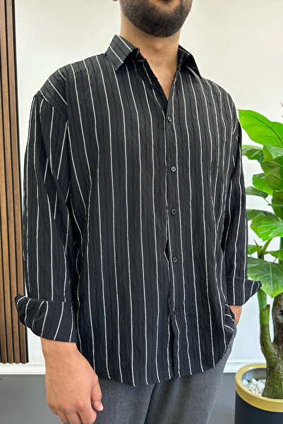Edwox Men's Striped Shirt Black Edw503