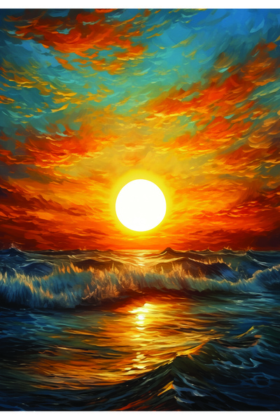 VECTORART Sunset | Decorative Wall Frame | Premium Sticker & Lamination on 3mm Wooden Board | Size: 60 × 40 cm