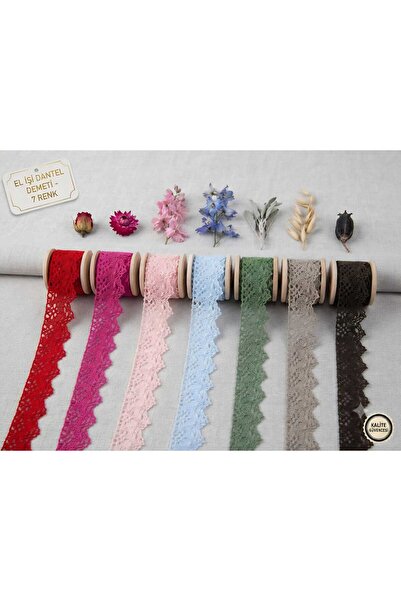 satab Fransız Dantel /Kopanaki 7 Farklı Renk Demeti 20mm Genişlik -5 er metre