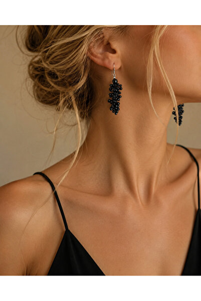 LeylanTakı Women's Black Dangle Earrings Bijouterie Trendy Stylish Gift