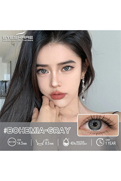 EyesPro BOHEMİA GRAY GRİ RENKTE RENK GÖZ LENSİ HARELİ