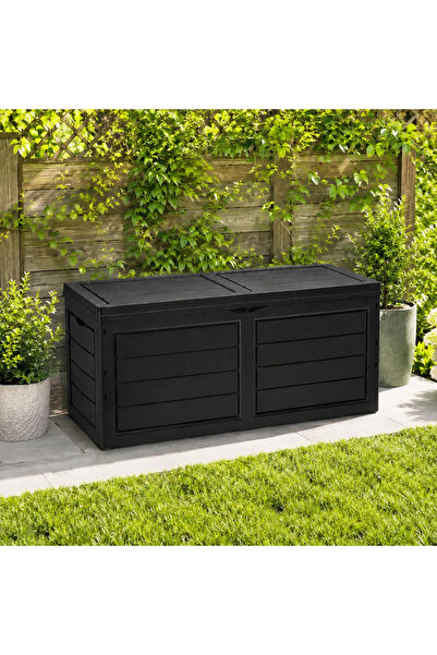 Selgot Ladă de depozitare pentru grădină, Capacitate 320L, Negru, 119x52x53cm