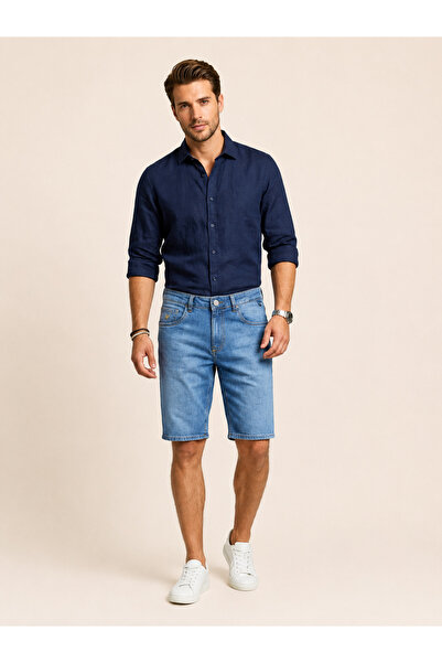 Vigoss Jeans 90341-73605 شورت دينيم رجالي مريح بخصر متوسط 90341-73605