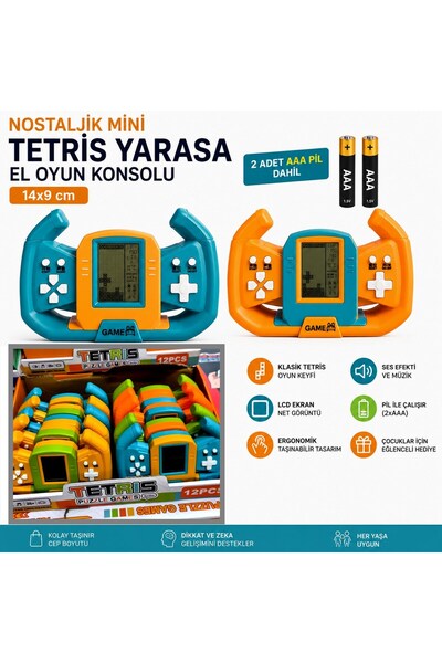 Neler Geldi Neler 1 Adet Nostaljik Mini Tetris Yarasa El Oyun Konsolu 14x9 cm...