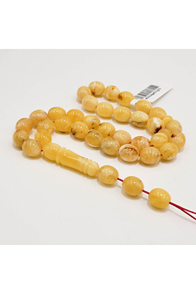 Generic Brand Kaliningrad Amber "Shuang" Rosary – 36 Beads 8×10mm Creamy Whit...