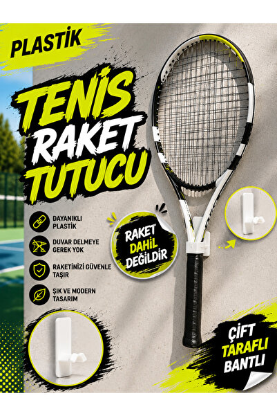 Filkorium3D Çift Taraflı Bantlı Tenis Raketi Duvar Askısı | Plastik Raket Duv...