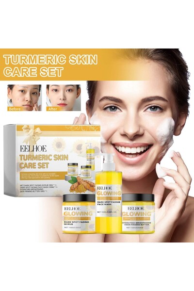 EELHOE 3 in 1 Turmeric Combo Skin care,Turmeric Skin Care Set, Combo Face Was...