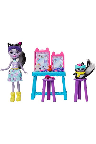 Enchantimals Set de joaca Enchantimals, papusa Sage Skunk si Caper cu masuta ...