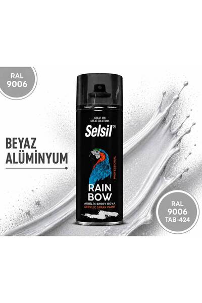Selsil RAİNBOW AKRİLİK SPREY BOYA BEYAZ ALÜMİNYUM RAL 9006 (400ML)