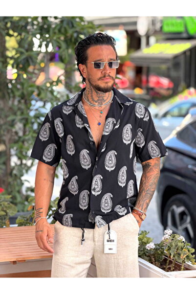 manch collection Short Sleeve Embossed Patterned Shirt