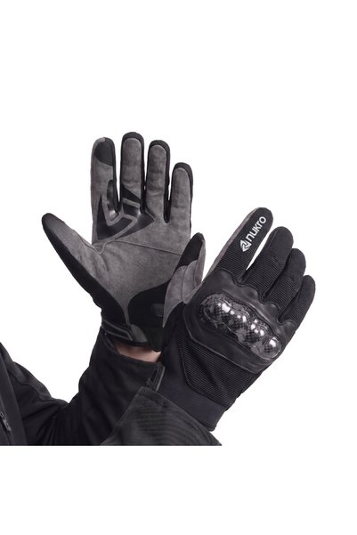 nukro wear Nukro Carbon Nelvo Black Summer Motorcycle Gloves Ce Certified Protected Touchscreen
