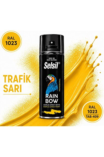 Selsil RAİNBOW AKRİLİK SPREY BOYA TRAFİK SARI RAL 1023 (400ML)