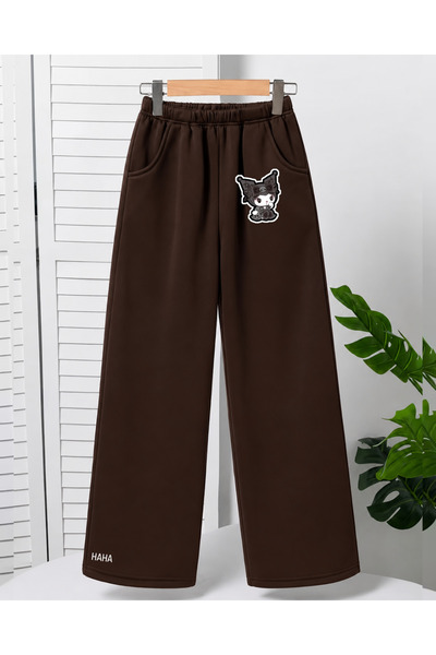 haha Kuromi Printed Wide Leg Sweatpants for Girls